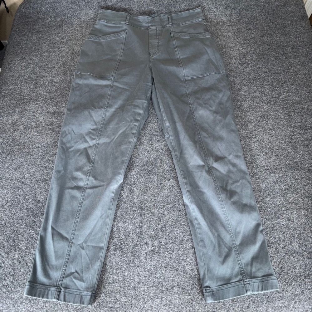 SPANX Stretch Twill Straight Leg Pants Womens 34x30 Green Casual Comfort Fit
